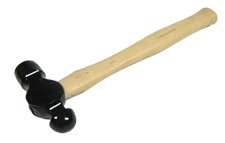 BPH-639 Ball Peen Hammer with a polished black head and ergonomic wooden handle for manual mechanical impact evaluations.