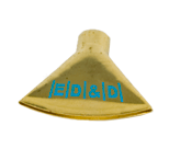 Brass BWT-01 Burner Wing Tip with a 48 mm x 1.3 mm slit for specialized flame distribution in standardized burn testing.