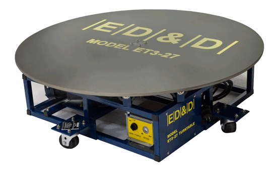 Heavy-duty Model ET3-27 waterproof turntable with a large diameter tabletop and reinforced frame for high-capacity specimen rotation.