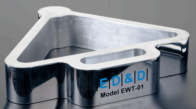 EWT-01 entrapment wedge tool precision-machined from polished aluminum for assessing neck entrapment risks in medical bed V-shaped openings