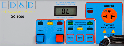 Front view of the ED&D GC-1000 automated digital ground continuity tester