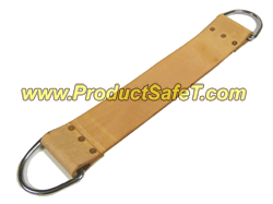 PFI-70mm reinforced leather strap accessory with metal D-rings for force gauge testing of luggage strap rings per IEC 60601 and IEC 61010 standards
