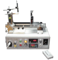 T4-08 automated glow wire test apparatus featuring a motorized specimen carriage, electronic heating regulator, and digital current and temperature displays
