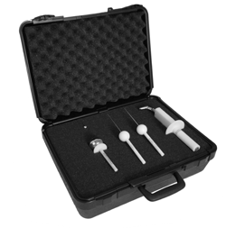 TPK-05 IP Code Test Probe Kit featuring 1.0mm test wire, 2.5mm test rod, and test sphere probes for ingress protection testing.