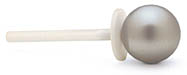 A product image of the TSP-01 Test Sphere Probe, featuring a large polished metal sphere attached to a white Delrin handle with a stop plate, used for IP1 and suffix A accessibility testing against a white background.