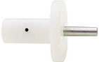 A high-resolution product shot of the TPP-01 Short Test Pin Probe, showing its white Delrin handle, distinct cylindrical stop plate, and stainless steel probe pin, designed for IEC 61032 Figure 9 compliance testing against a pure white background.