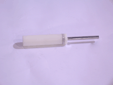 A technical photograph of the HBP-102 Blender Probe, showcasing its long white cylindrical handle and a thin 8.0 mm diameter by 80 mm long stainless steel rod, used for blender safety testing.